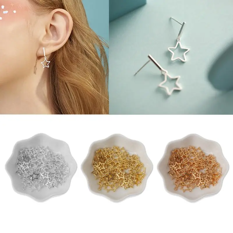 

50Pcs Star Metal Charm Pendant Open Bezel Setting Frame Resin Blank for Jewelry