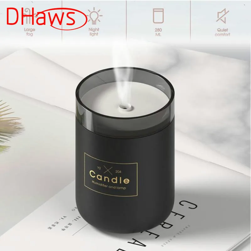 

DHaws 280ML Ultrasonic Air Humidifier Candle Romantic Soft Light USB Essential Oil Diffuser Car Purifier Aroma Anion Mist Maker