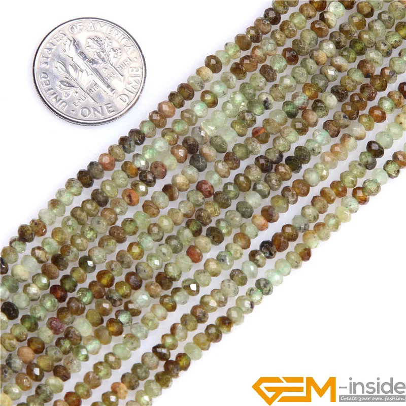 

AAA Grade 2x3mm Faceted Green Rondelle Spacer Prehnites Beads Natural Stone Beads DIY Loose Beads For Jewelry Making Strand 15"