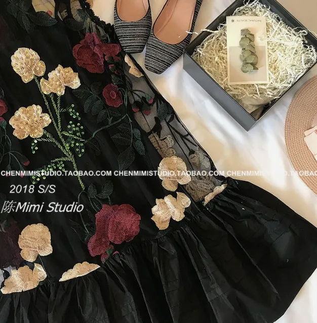 Новое модное летнее женское романтическое изысканное платье трапециевидной формы с цветочной вышивкой в виде листьев лотоса, женское платье без рукавов в стиле ретро