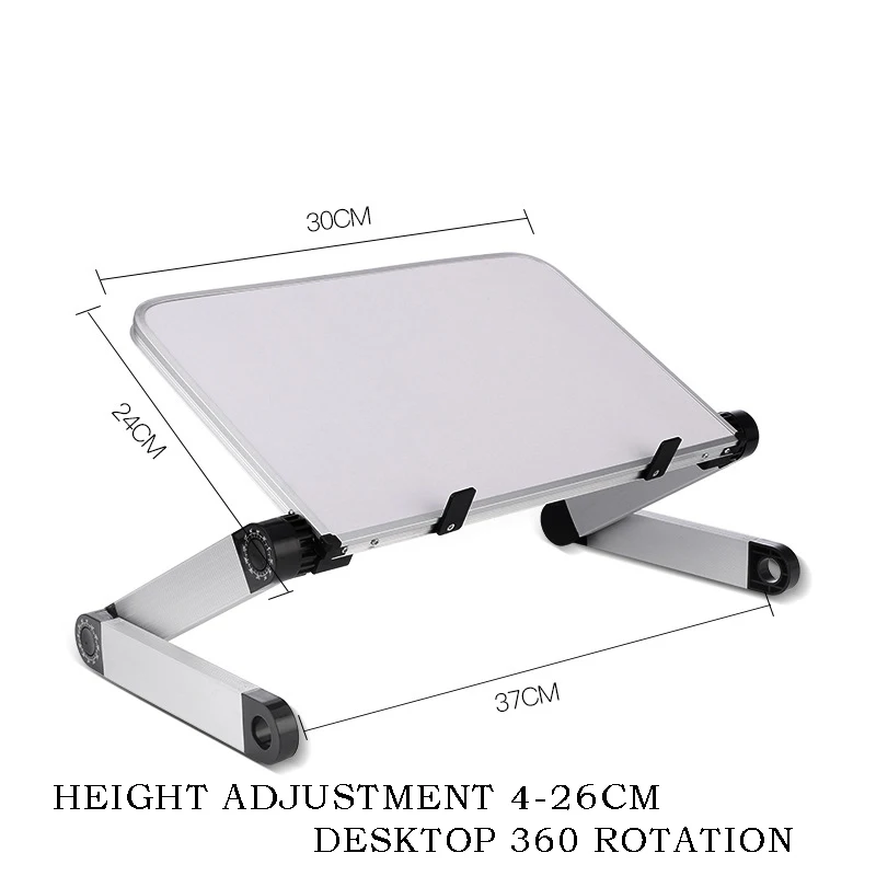 Aluminum Alloy Laptop Portable Foldable Adjustable Laptop Desk Computer Table Stand Tray Notebook Lap PC Folding Desk Table - Цвет: ELH04000WH