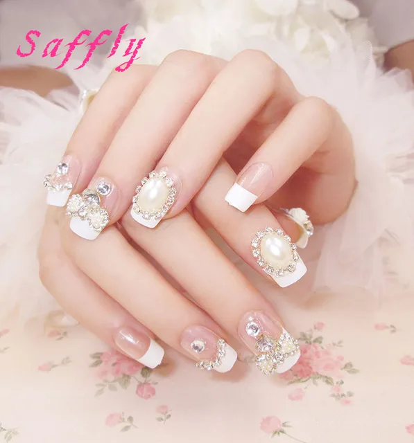 Saffly High Qaulity 24pcs With Rhinestone Fake Nail Decorated Saffly High Qaulity 24pcs With Rhinestone Fake Nail Decorated Acrylic Tips Pre Design