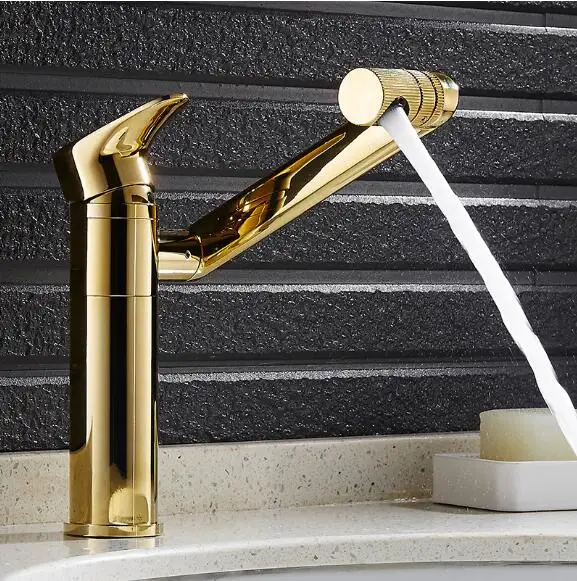 Buy Dofaso Luxury bathroom basin gold faucet Brass 360