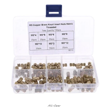 

150pcs M3 Brass Insert Nuts Threaded Assortment Set Kit with Box