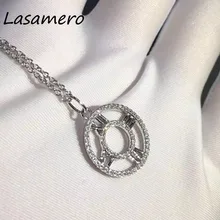 Lasamero венчик 0.26CT круглый вырез проложить Набор 18 К белого золота натуральный алмаз кулон ожерелье