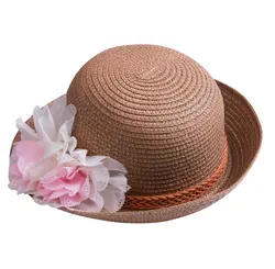 Детские, для малышей Дети девушки цветок лук шляпа с широкими полями летние пляж солнце соломенная Кепки