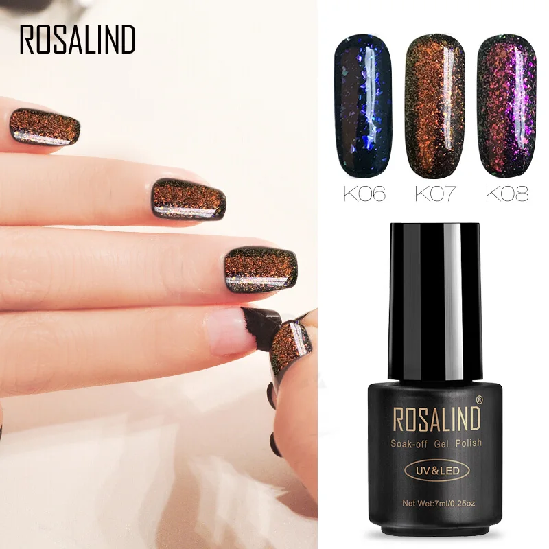 ROSALIND гель 1S лак для ногтей черная бутылка 7 мл Блестящий гелиевый Vernis