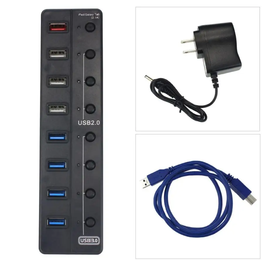 

Adroit drop shipping 8 Port Super Speed 5Gbps USB 3.0+USB 2.0 HUB With Power Adapter For PC 15S70115