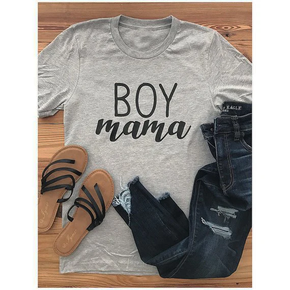 Boy Mama Crew Neck T Shirt Boy Momma Boy Momma's Boy Life Cute Mom