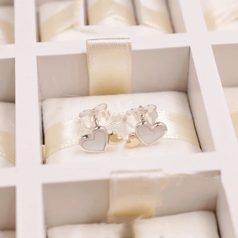 День Святого Валентина 925 пробы серебро 1:1 290697MOP светящиеся сердца перфорированные серьги для женщин