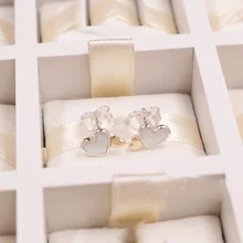 День Святого Валентина 925 пробы серебро 1:1 290697MOP светящиеся сердца перфорированные серьги для женщин