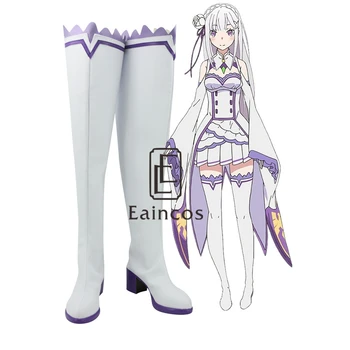 

Anime Re: Life in a Different World from Zero Emilia Cosplay Halloween Party Shoes High Boots Custom Made