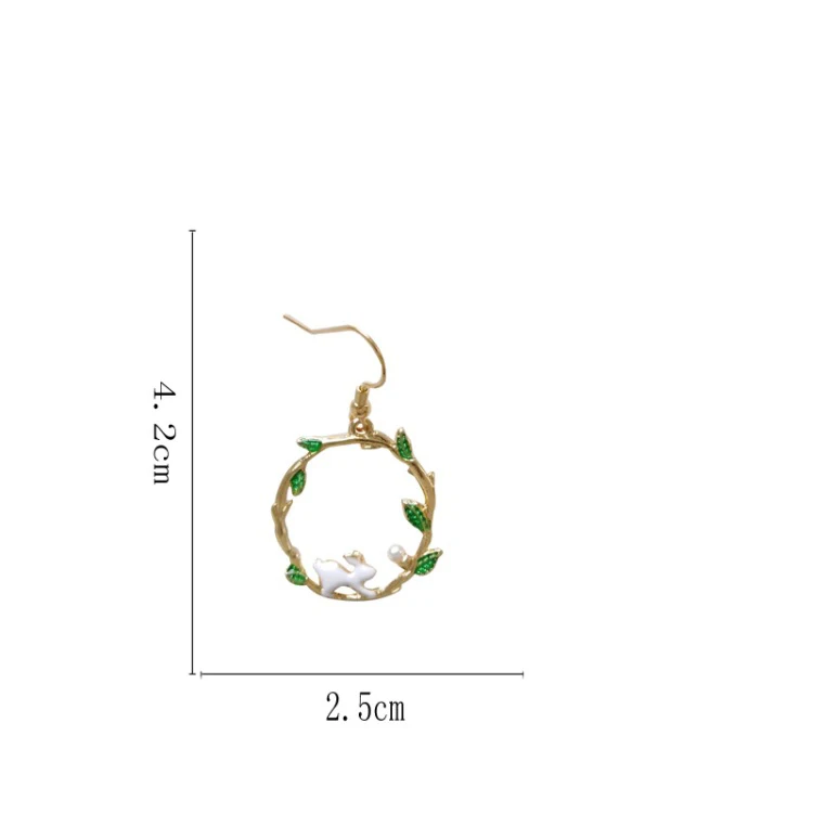 Милые серьги-клипсы с изображением леса кавайного белого кролика без пирсинга, круглые серьги-клипсы с изображением белки