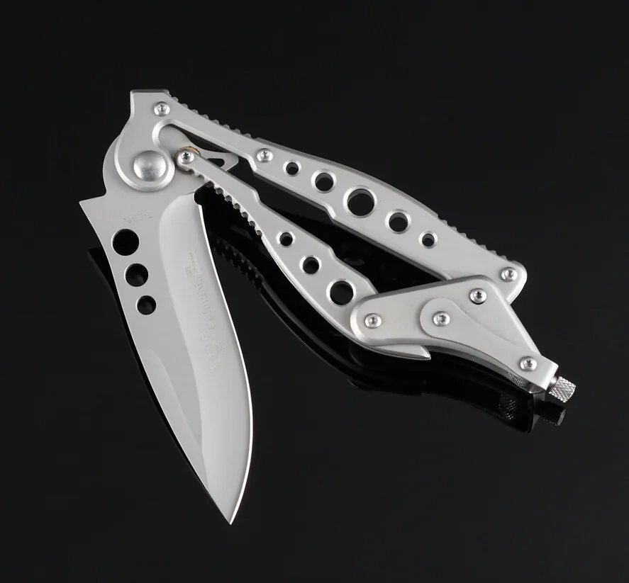 Mechanical Pocket Folding Blade Knife Camping Stainless Steel Handle Tactical Survival Knife