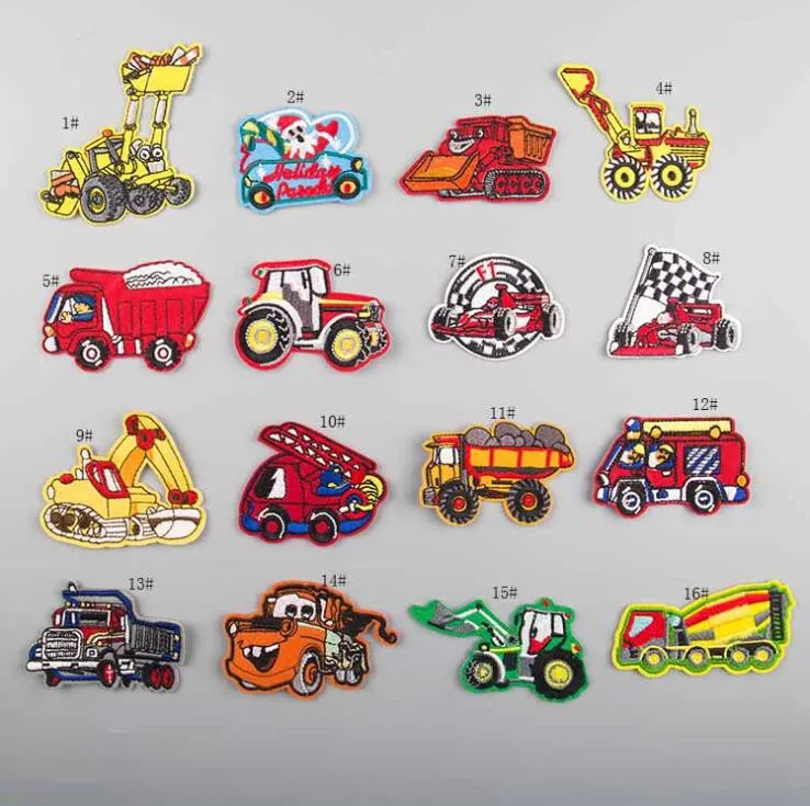 

Many Cartoon Car Badges Parches Embroidered Iron On Patches For DIY Cloth Patch Fashion Design Motif Applique Badge
