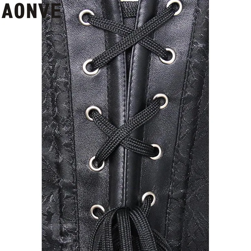 Aonve Black Steampunk Corset Gothic Clothing Underbust Corset Lace up Sexy Jacquard Women 6XL Steel Boned Corsets and Bustiers