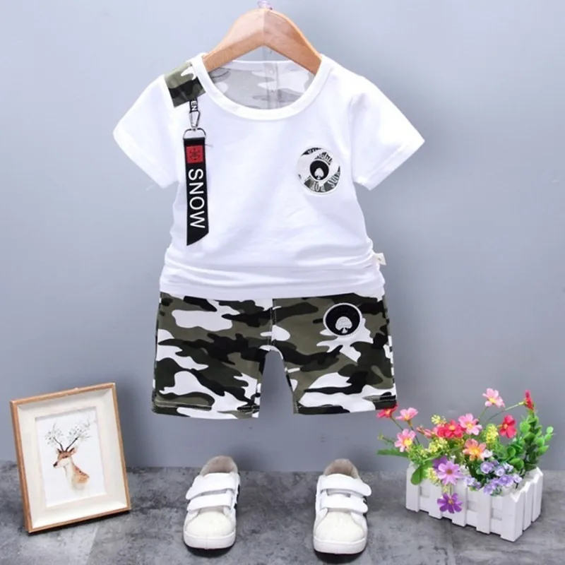 Summer Casual Clothes Baby Boys Girls Fashion Cartoon T Shirt Tops Shorts 2Pcs/sets Infant Sports Clothing Kids Cotton Tracksuit