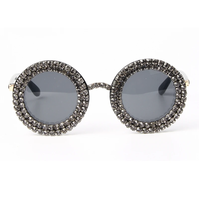 

Fashion Sunglasses Women Brand Designer Bling Rhinestone Round Sunglasses Vintage shades Oculos De Sol Feminino Female Shade