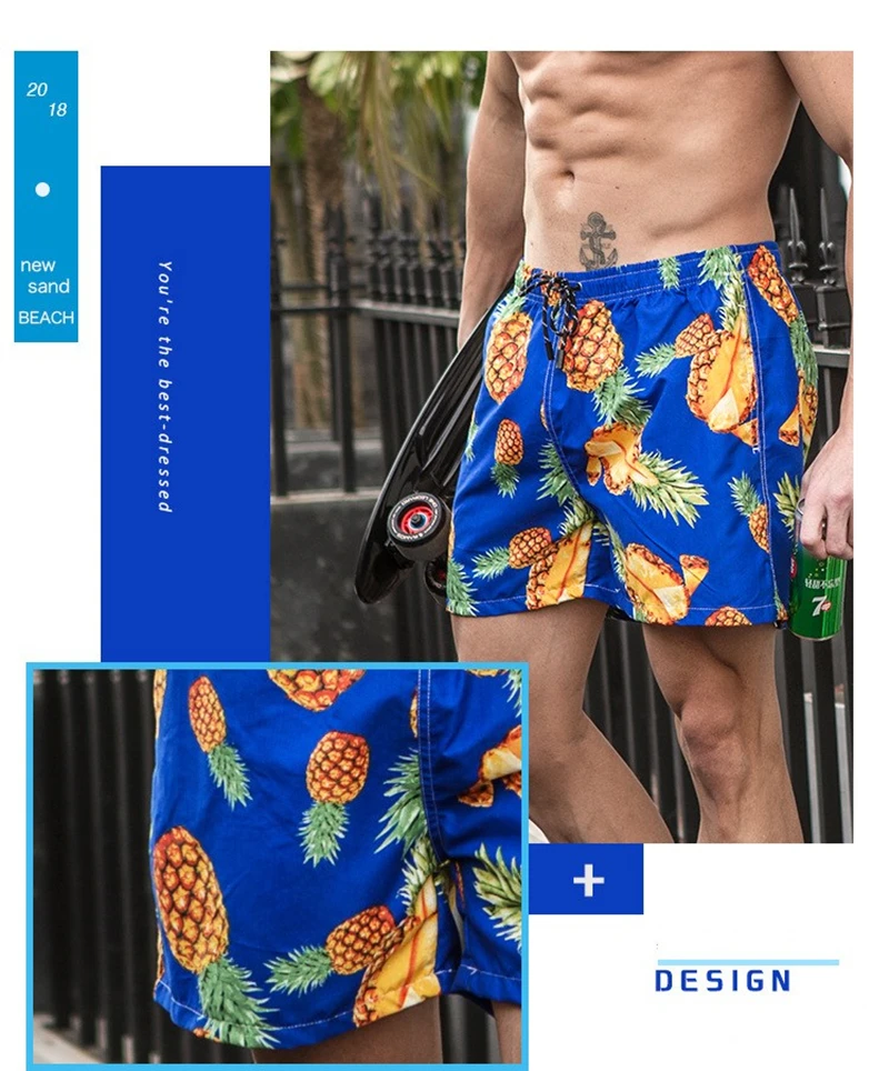 Быстросохнущая 3 гдерева печатных Пляжные шорты Для мужчин Плавание размера плюс Плавание одежда Мужские Шорты для купания доска для серфинга пляжные мужские шорты пляжная одежда