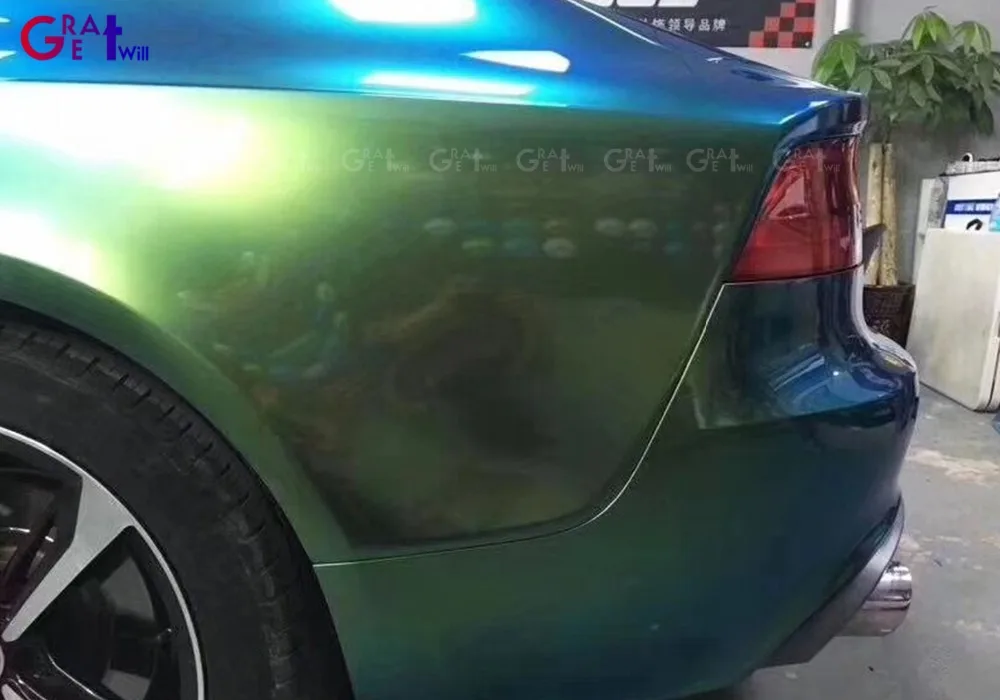 Gloss Magic Ghosts Green Vinyl Wrap Film With Air Bubble Free Magic Glossy Car Wrap Cover Styling Size 1.52*20M/Roll