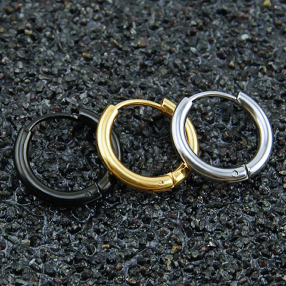 

Promotion Aretes Aros Punk Stainless Steel Hoop Earrings Huggie Simple Style Gd Earring Circle Fashion For Man Jewelry