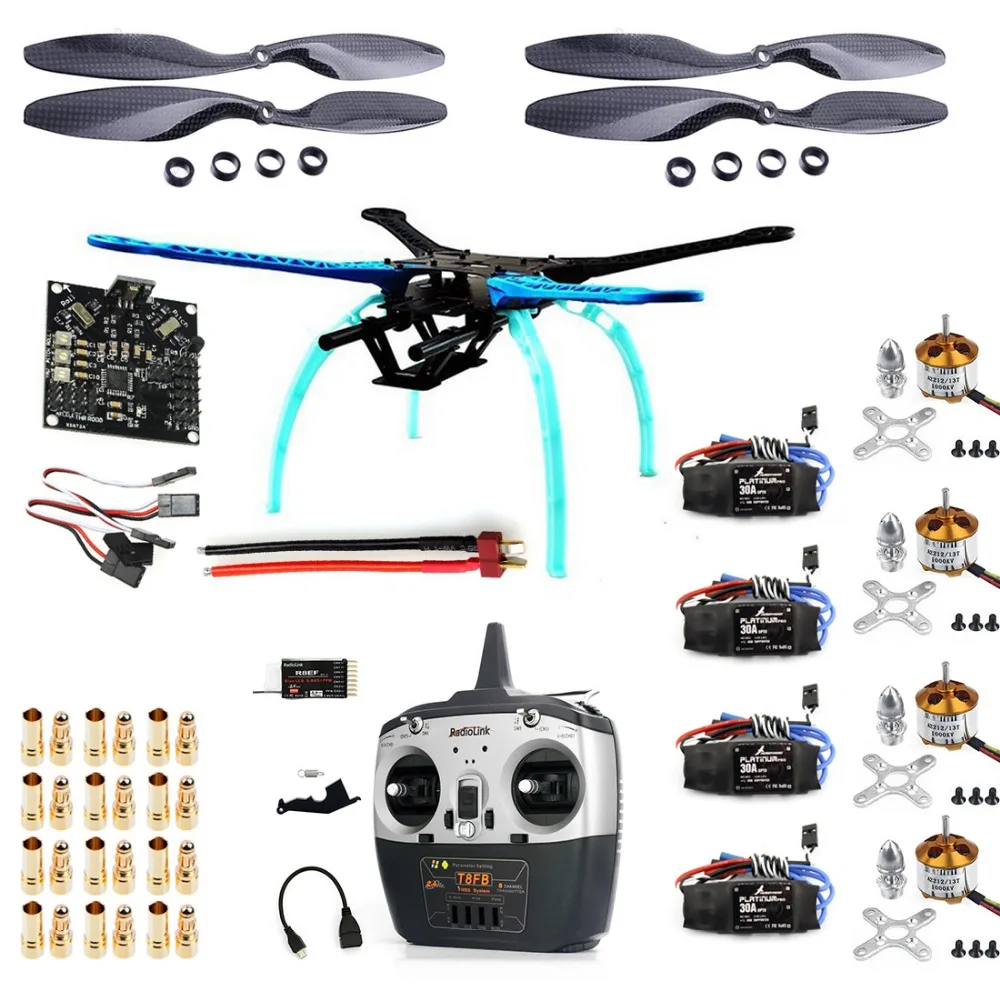 

F08151-F JMT S500 RC Drone ARF Upgrade Kit Frame + Landing Gear + KK Flight Control Board + 1045 Carbon Propellers + 6CH TX RX