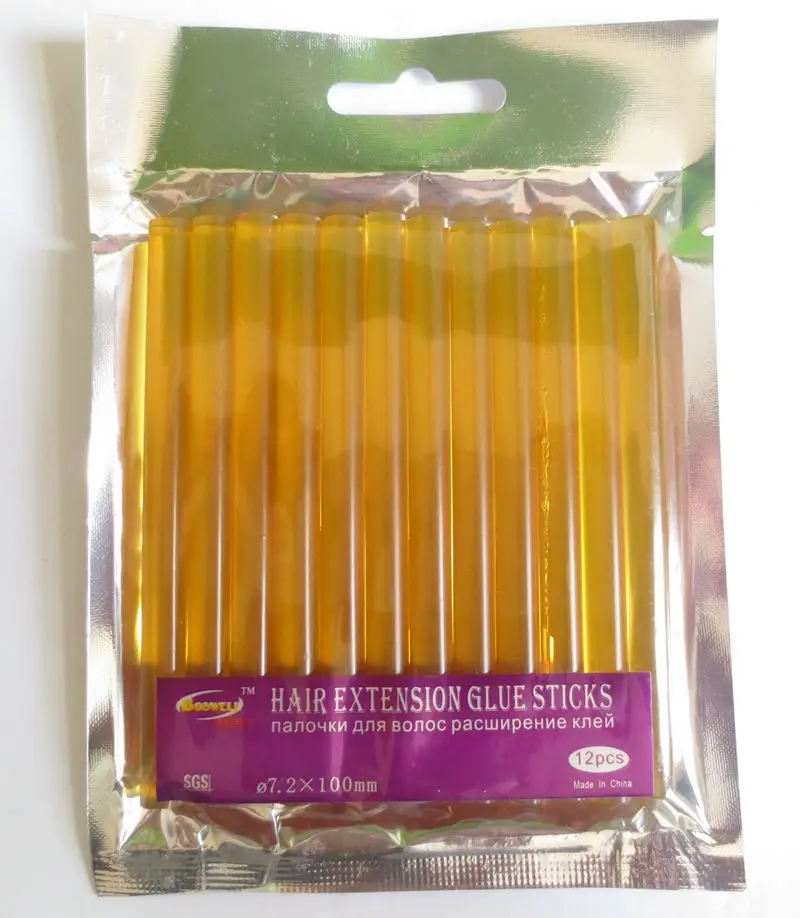 24 шт./партия диаметр 7,2x100 мм шарики клея для наращивания волос палочки горячего расплава клей карандаш для наращивания волос 3 цвета - Цвет: Amber
