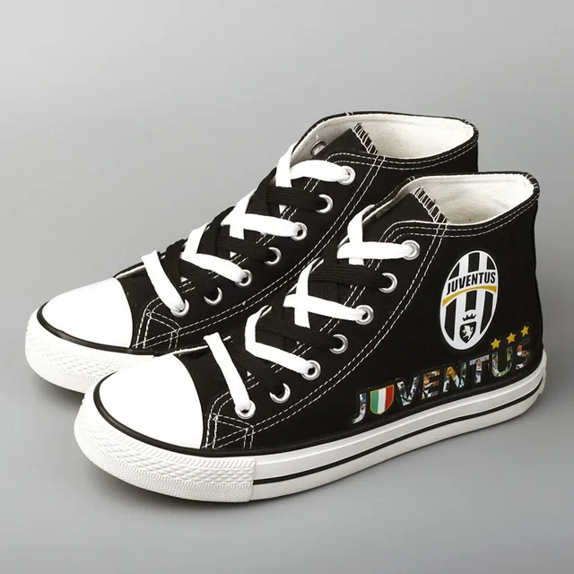 Italian Football Team Trainers Low Top Black Canvas Shoes Customize