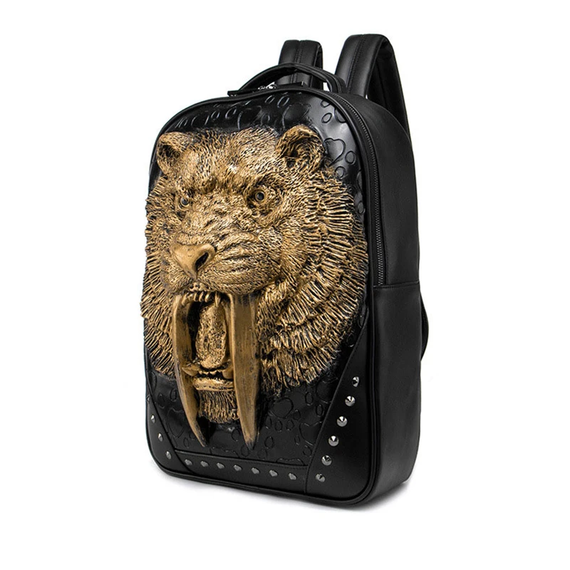 black and gold leather backpack