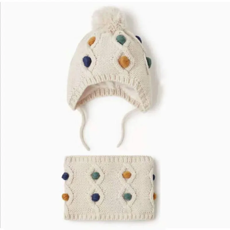 Зимняя шапка, шарф, комплект для маленьких девочек, теплая шапка для маленьких девочек, зимний шарф, шапка, милый костюм для детей 1-6 лет