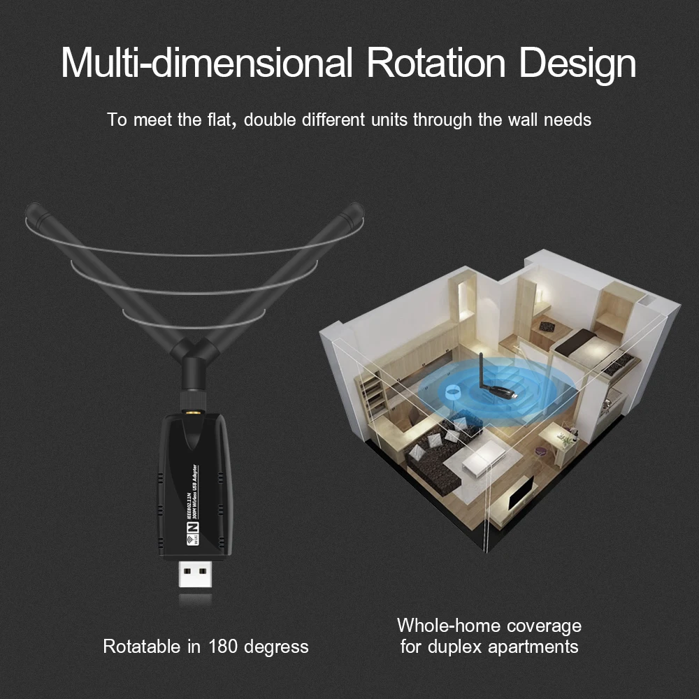 Мини USB Wifi адаптер Антенна Wi-Fi Сетевая карта Lan беспроводная сетевая карта Dongle 300 Мбит/с 20dB 802.11b/n/g USB Ethernet адаптер