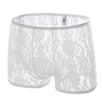 

Sexy Mens Lace Panties Man Transparent Boxers Shorts Trunk Male Pouch Panties Underpant Gay Underwear Jockstrap Lingerie Costume