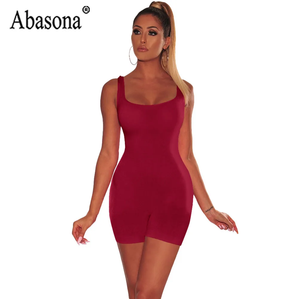 Abasona Для женщин Твердые Bodycon пикантный пляжный костюм с открытой спинкой короткие комбинезоны, женские костюмы 2019 летняя повседневная