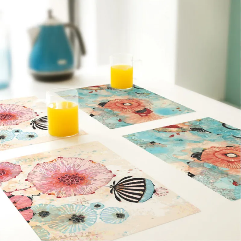 

CFen A's PVC Dinner table Placemat waterproof Non-Slip Table Setting placemats for table bowl pad coasters tableware mat 2pcs