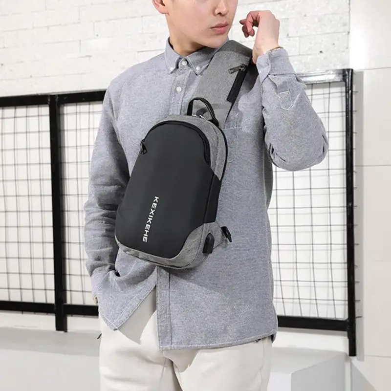 Новая мужская повседневная сумка через плечо с защитой от воров, сумка через плечо с зарядкой через usb, многофункциональная дорожная водонепроницаемая сумка-мессенджер