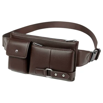 

Multi-pocket PU Leather Waist Bag for Men with Adjustable Belt Retro Crossbody Bag Men Belt Bag Chest Handbag High Quality