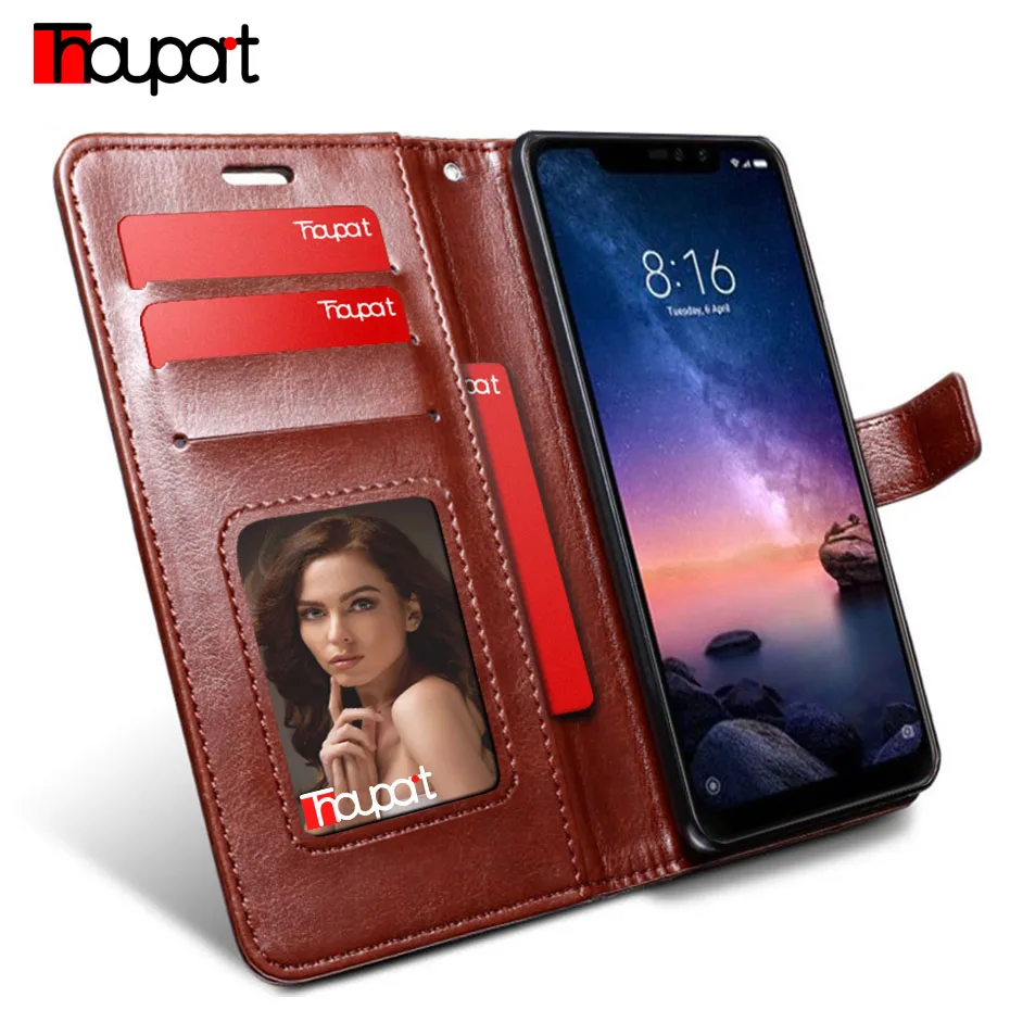 Thouport чехол для Xiaomi Redmi Note 6 Pro 4 + 64 GB кожаный в стиле ретро Чехол портмоне с