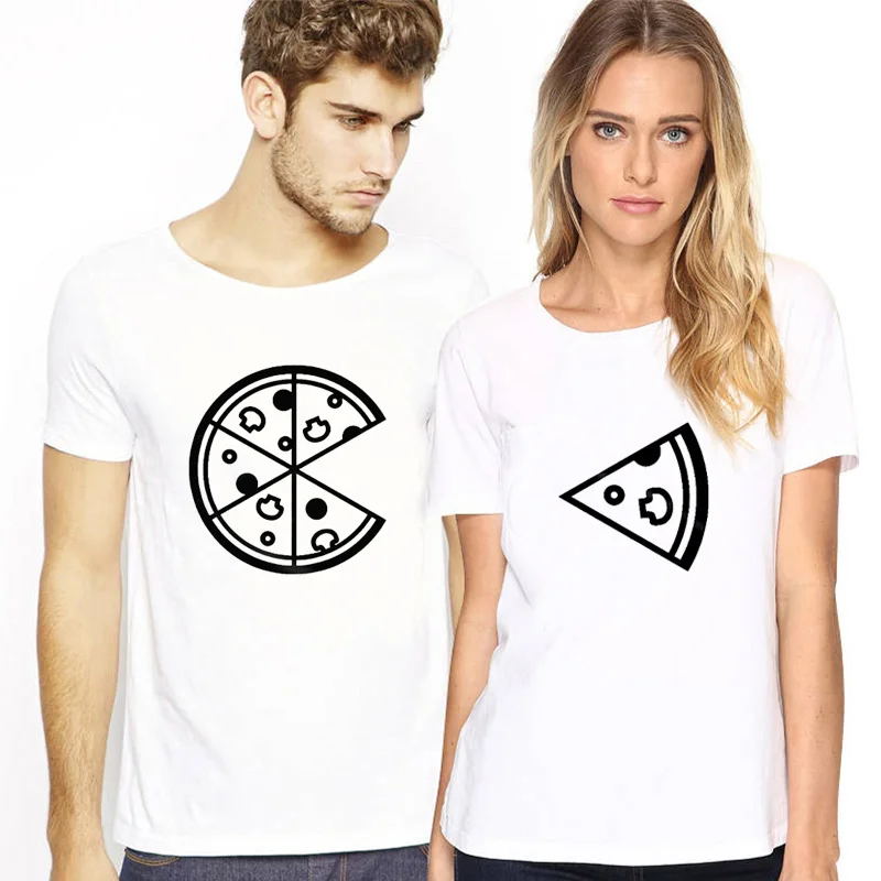 Новое поступление, модная женская и мужская футболка с принтом пиццы, забавная футболка, Женская свободная летняя футболка для пары, футболка для влюбленных
