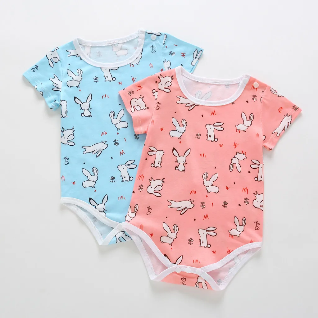 

Infant Baby Short Sleeve Easter Day Rabbit Print Jumpsuit Romper Clothes Kiz Bebek Yaz Giyim Newborn Short Romper