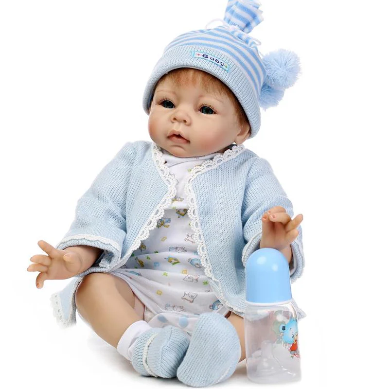 

NPK child doll reborn 22" 55cm soft silicone reborn baby dolls rooted mohair magnetic mouth pacifier bebe real reborn bonecas