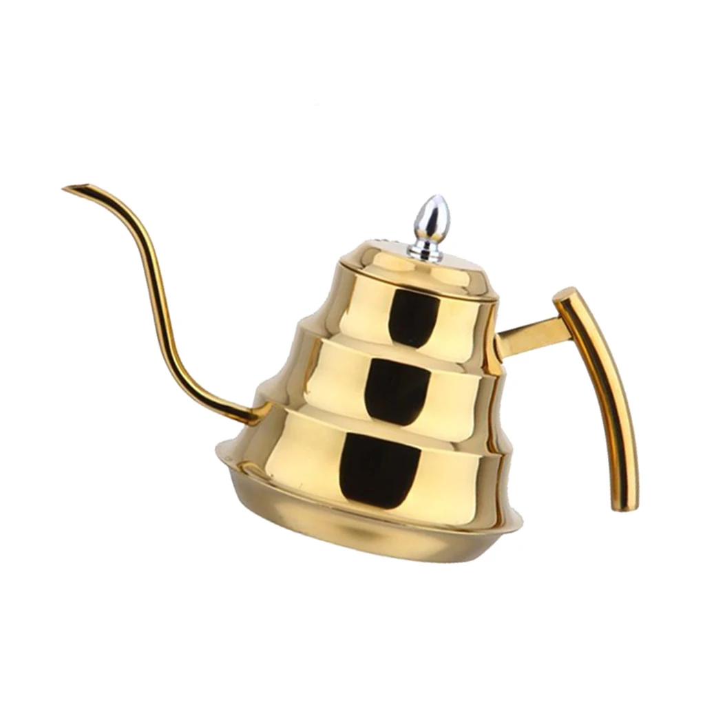 Coffee Drip Stainless Steel Kettle Tea Pot Maker Infusion Gooseneck Golden, Silver - Цвет: Golden