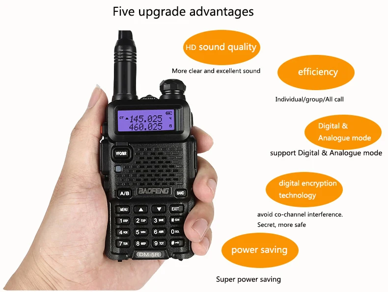 2 шт. BAOFENG оригинальный DM-5R первая цифровая портативная рация DMR двухстороннее радио Dmr радио Шифрование УКВ мобильный Dual Band Cb