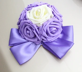 

6pcs/set Wedding Simulation Rose Flowers Wedding PE Flower Decoration Mirror Door Handle Flowers Set
