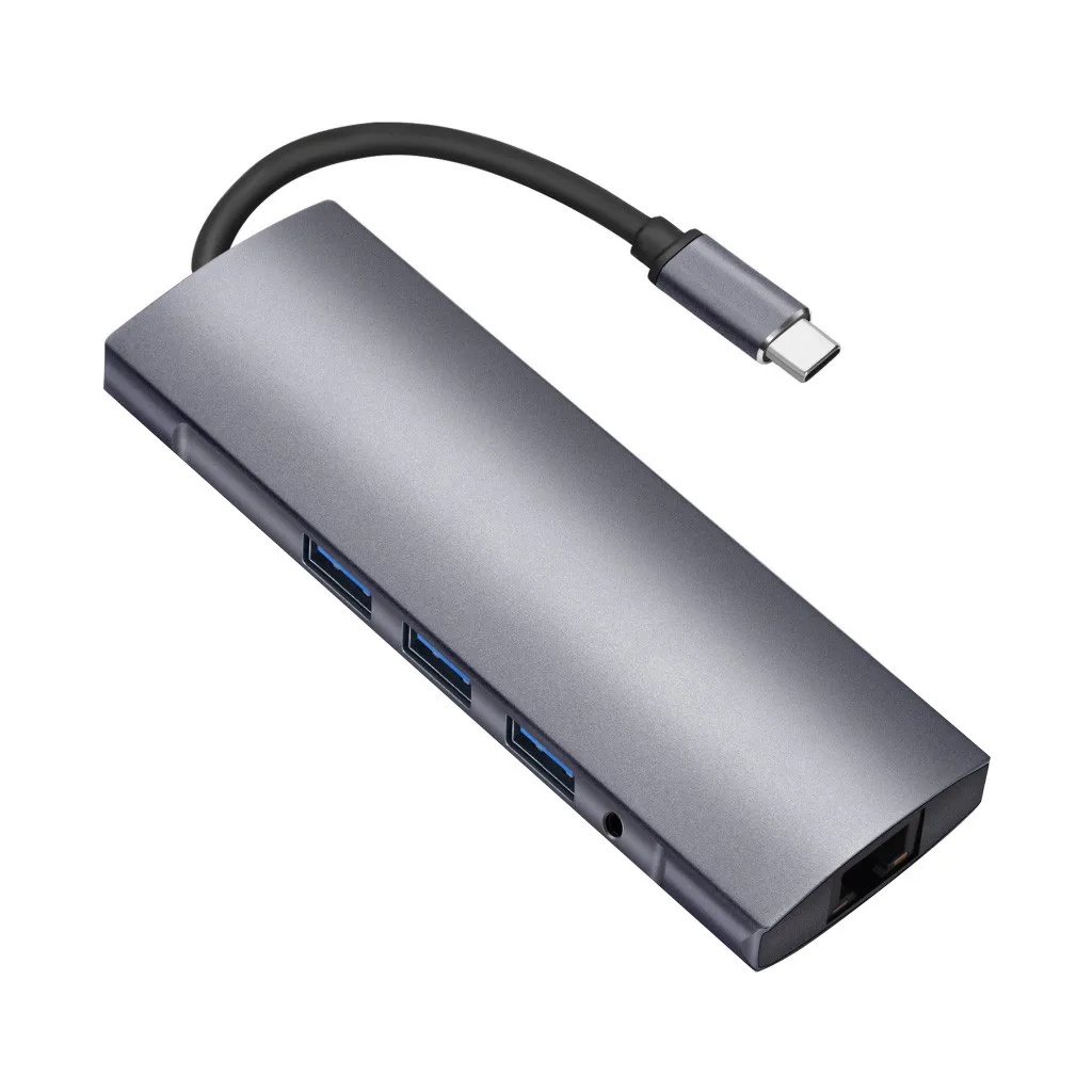 

2019 9in1 Type-C To HDMI RJ45 3USB3.0 TF SD AUDIO PD Multifunctional Hub For Adapter Multi-function type-c converter Hub socket