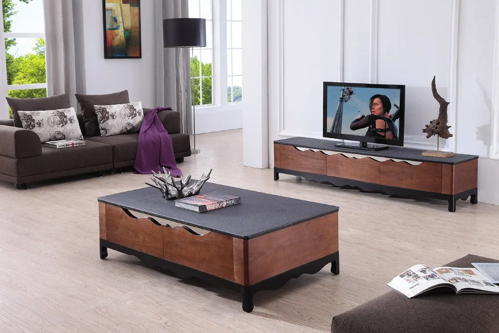 Lizz black living room furniture TV stand and coffee table ...