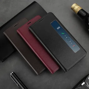 

luxury Genuine Leather Case For Huawei mate 10 pro flip cover with intelligent Window phone bag for Huawei Mate 10 Pro Case