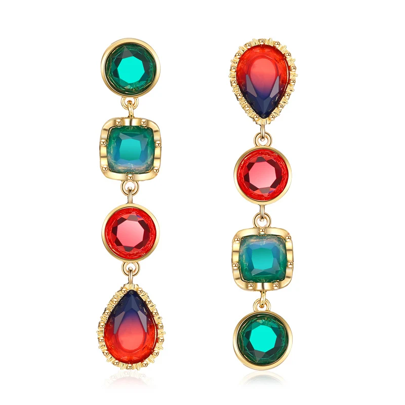 Bohemian Female Long Dangle Earrings Hanging Colorful Resin Big