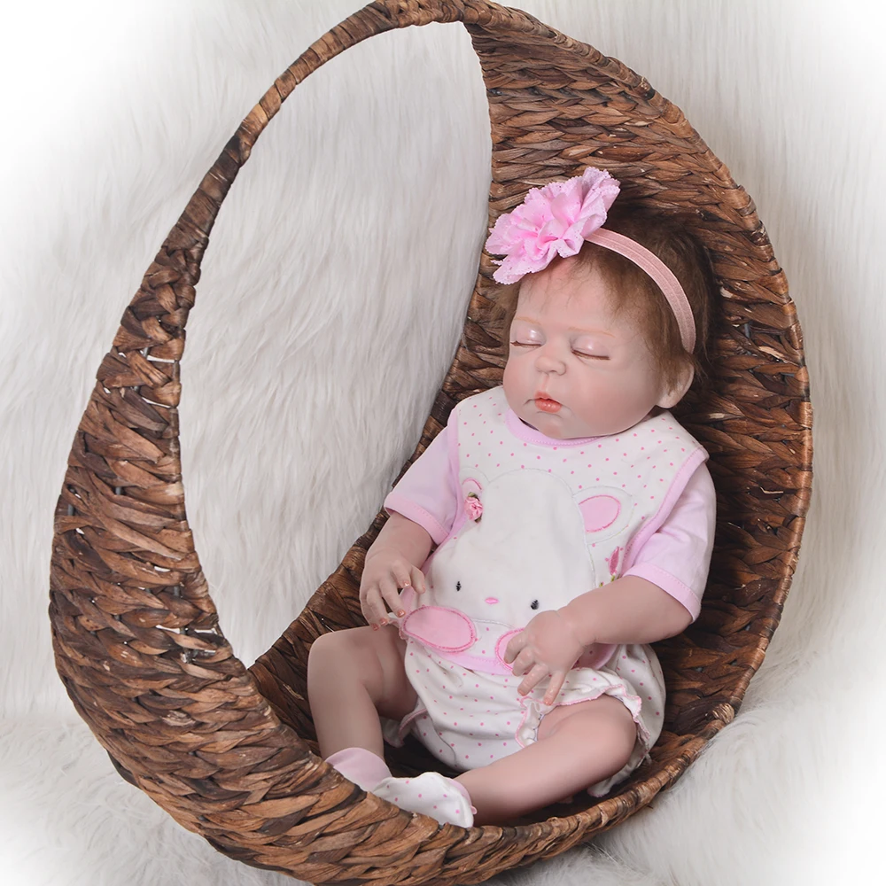 

Lifesiz 23' 57 cm Bebe Reborn Girl Full Silicone Body Asleep Mohair Reborn Dolls Lovely Kids Playmates Baby Girl Birthday Gifts