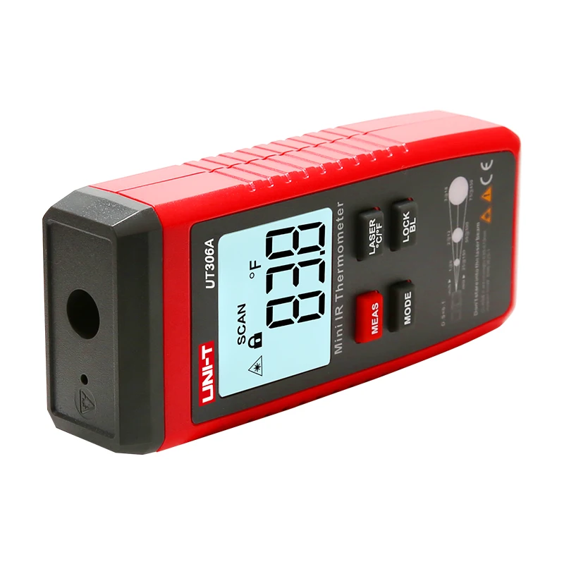 Мини Инфракрасный термометр UT306A с ЖК дисплеем 35 ~ 300C 31 572F красный лазерный