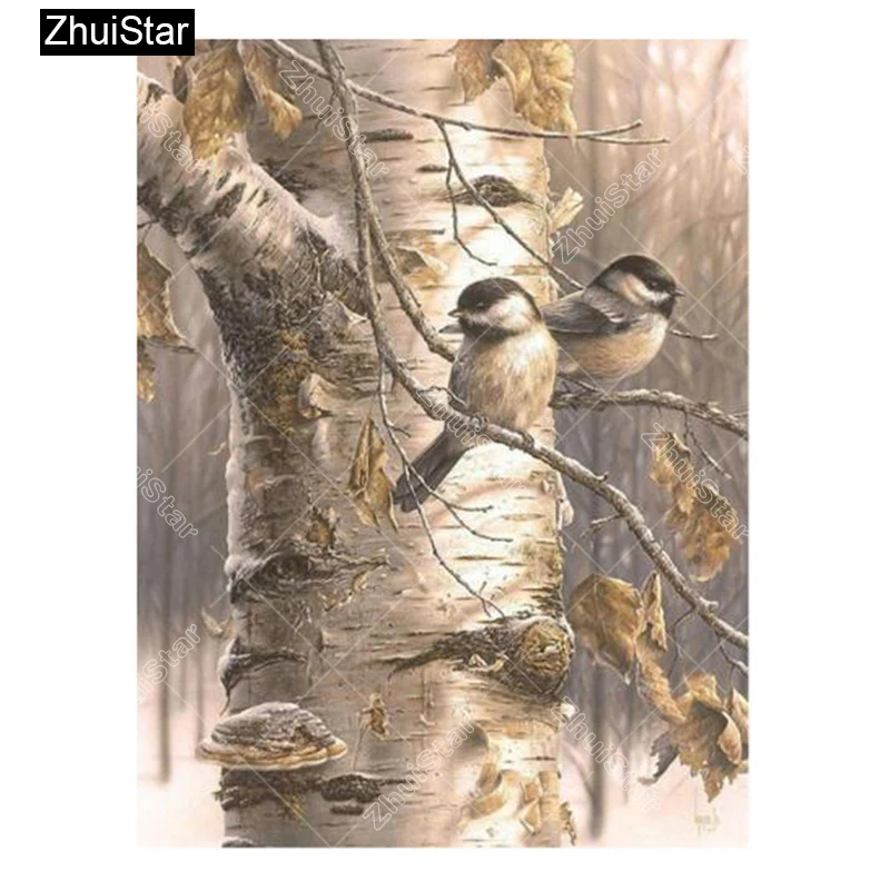 

Full Diamonds 5D DIY Diamond Painting "Autumn birds" Embroidery Cross Stitch Rhinestone Mosaic Living Room Decorative Gifts